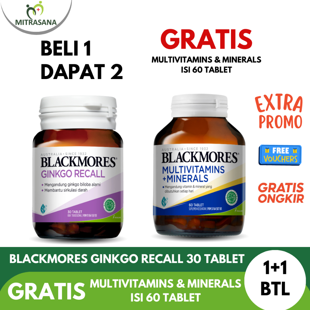 Blackmores Ginkgo Recall 30 GRATIS Blackmores Multivitamins Mineral 60