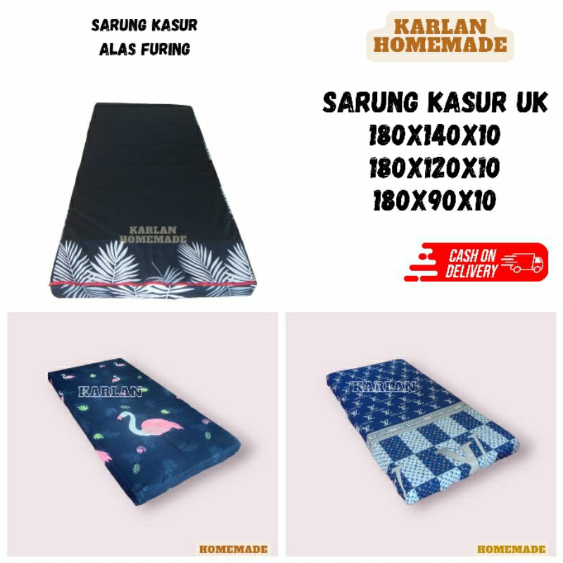 Sarung Kasur Resleting Uk 180x140x10 s/d 180x90x10 Alas Bawah bahan Furing Hitam