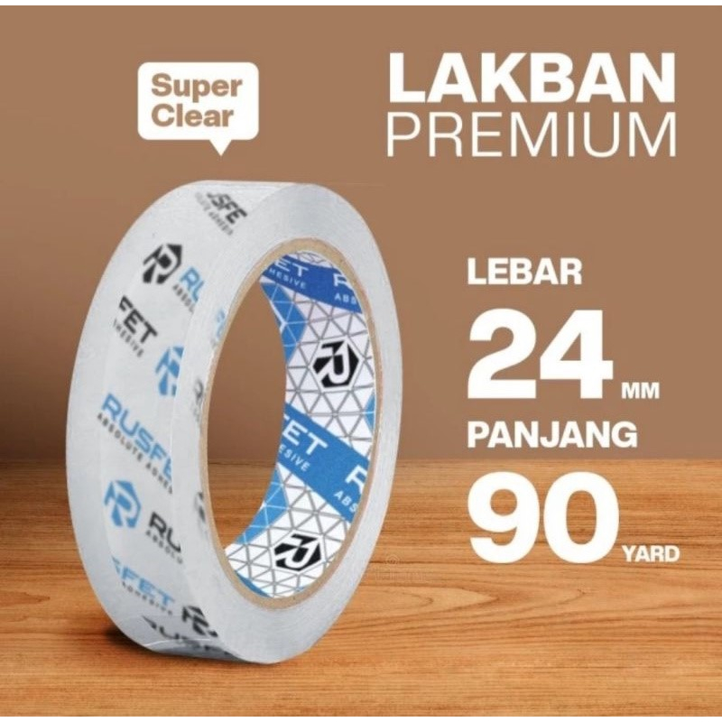 Lakban Premium Bening Coklat 90yard RUSFET