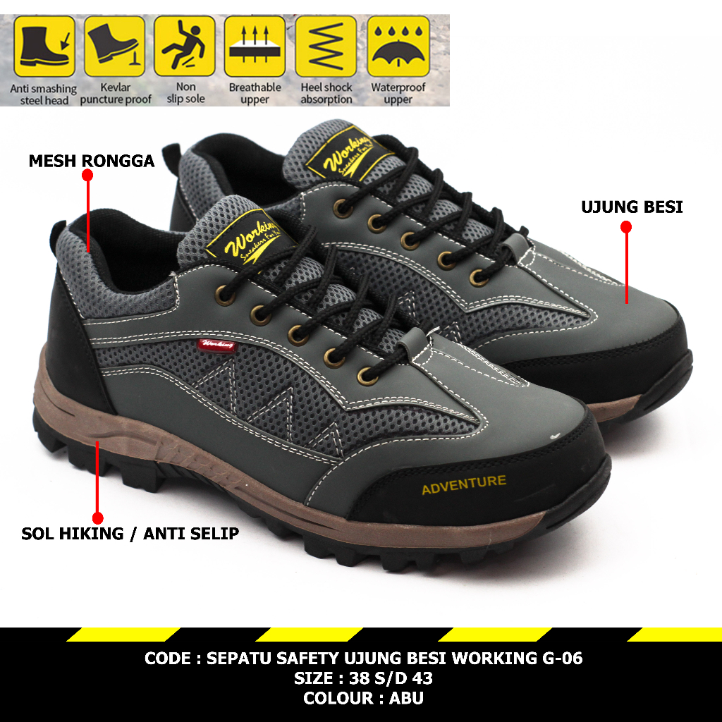 Sepatu Pria Safety Ujung Besi Working G-06