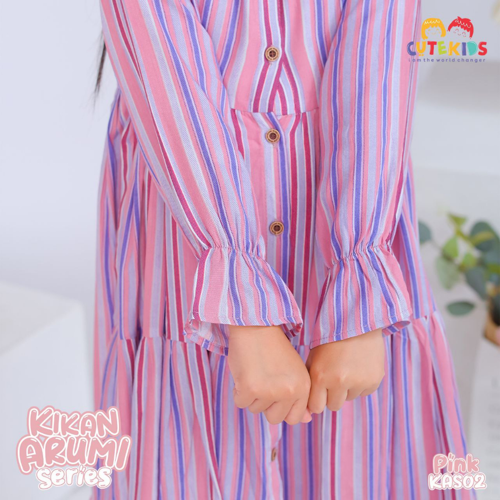 Nauree - Setelan Tunik Kkan Arumi Baju Anak Perempuan Bahan Katun Rayon Printing Full Kancing Hidup Crickle Airflow Premium Import Korea Ukuran S M L XL Warna Ungu Pink Hijau Coklat Motif Lucu Warna Warni Coral Magenta Tosca Setcel Terbaru Kekinian