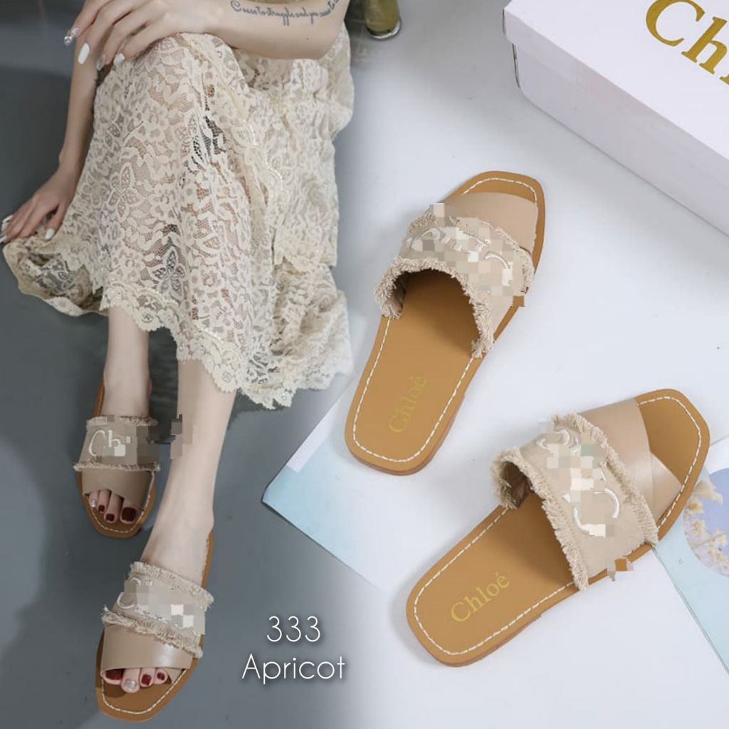 Sandal wanita flat slop kanvas import