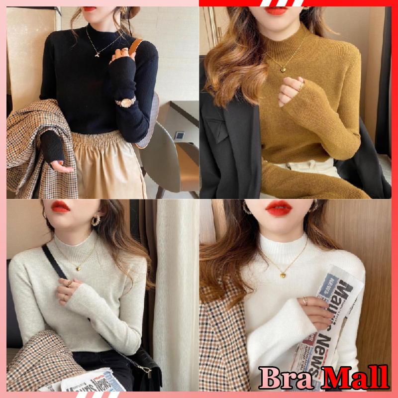 【 Bra Mall 】BJ-006 Atasan Rajut Turtleneck Wanita Lengan Panjang Bahan Halus dan Adem | Iner Rajut Turtleneck | Daleman Turtle Neck