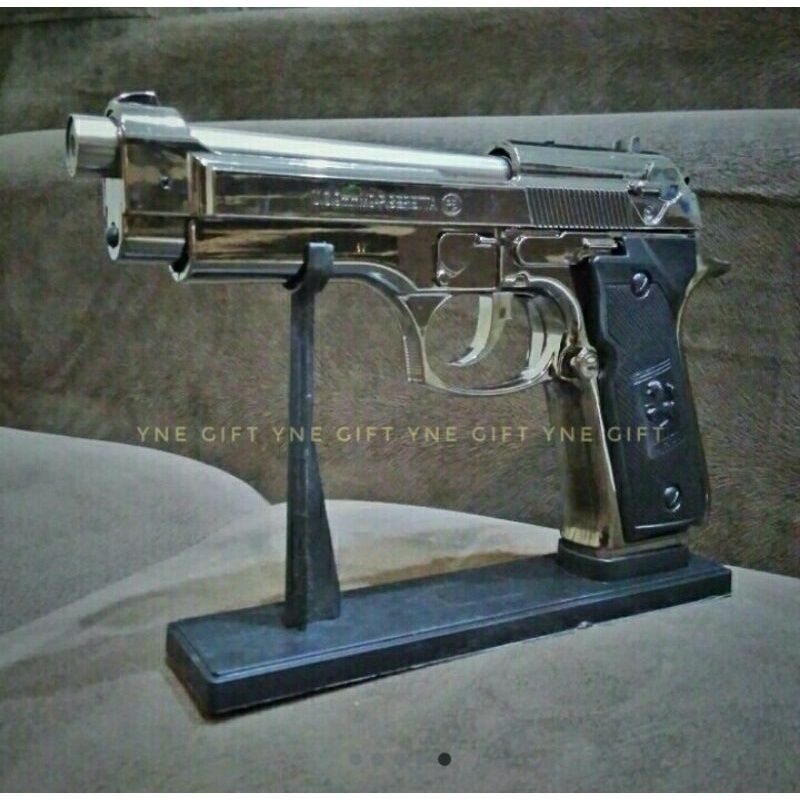 Korek Api Pistol Ukuran Besar Barreta Silver/Korek Bara/Mancis Gas