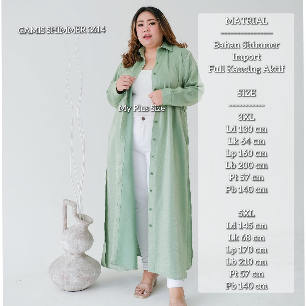 Gamis Shimmer Jumbo Wanita 3614, Ld 130 &amp; 145 cm