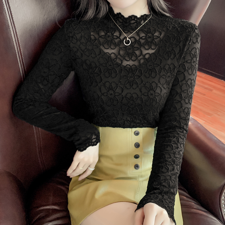 MOOGU ♡ Blouse renda top bawah lengan panjang atasan wanita
