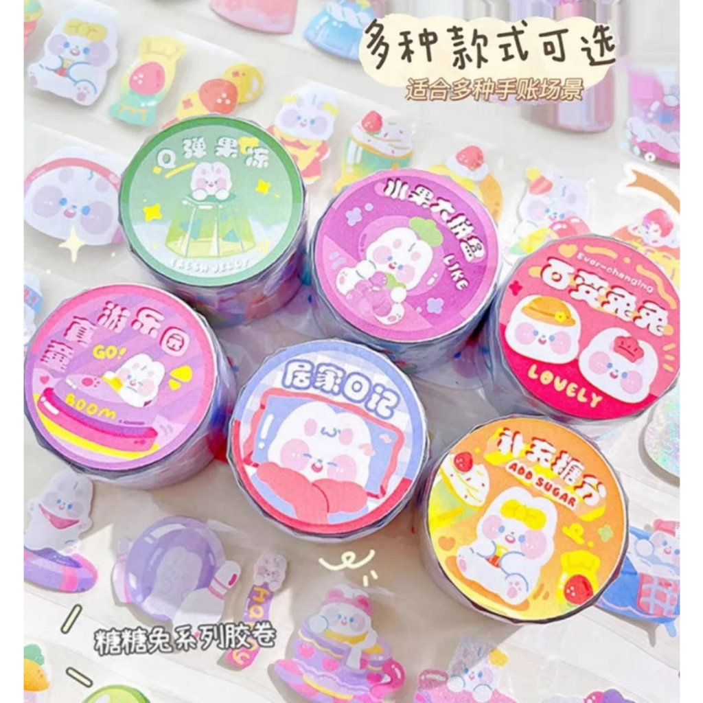 STIKER ROLL STICKER KOREA KAWAII LUCU MOMO STATIONARY TUMBLER GANTUNGAN KUNCI