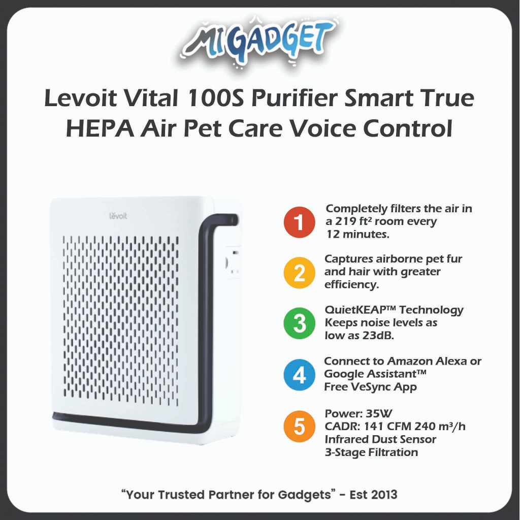 Levoit Vital 100S Purifier Smart True HEPA Air Pet Care Voice Control