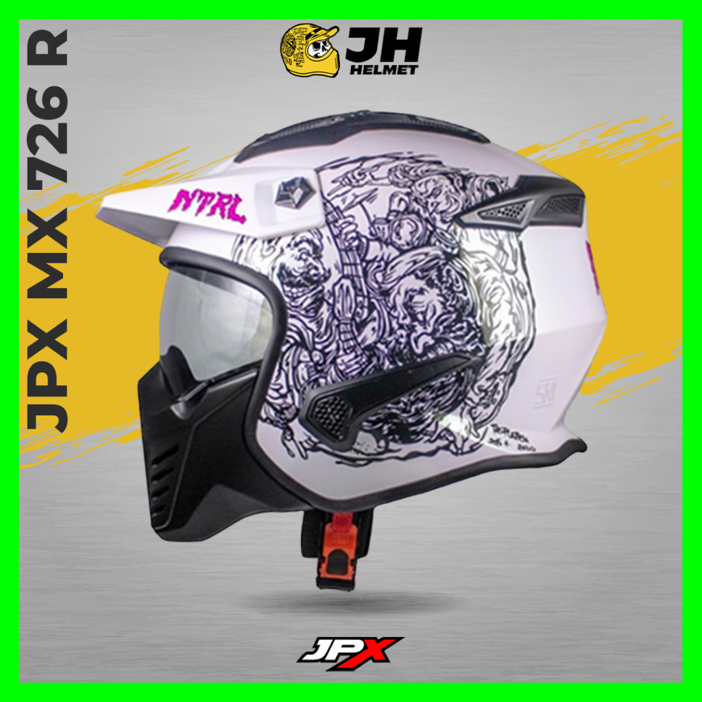 Helm JPX MX 726R Netral Series Pearl White | Helm Full Face | JUAL HELM