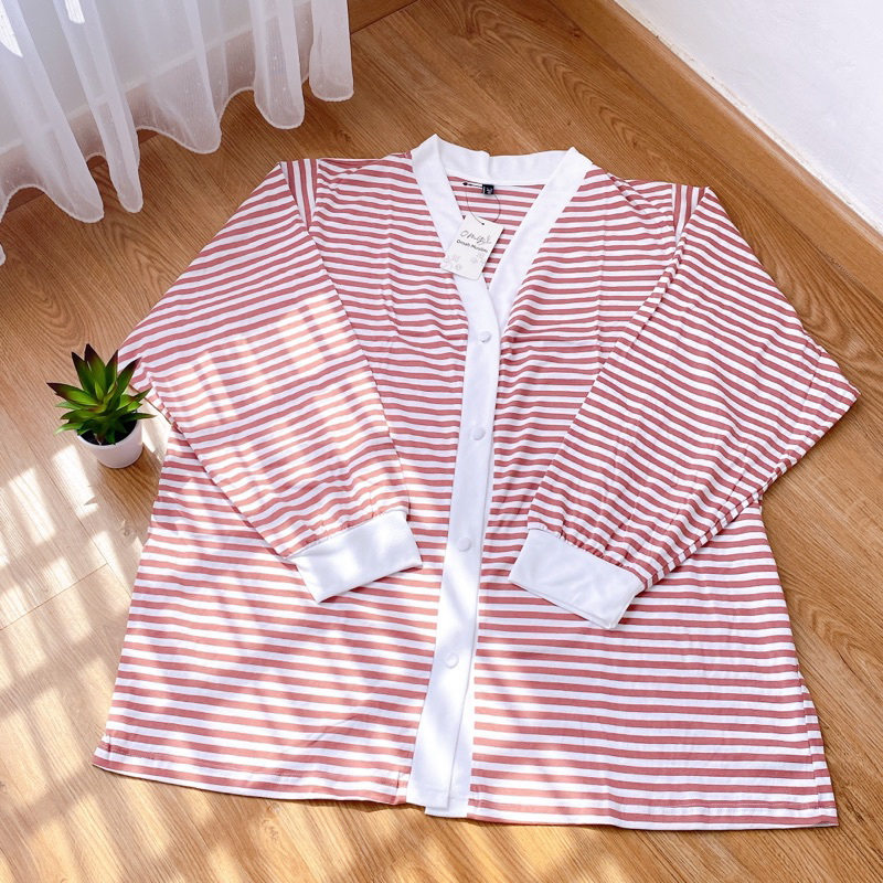 Strip Outer Jumbo-Salur Bigsize Cardigan-by Omah Muslim