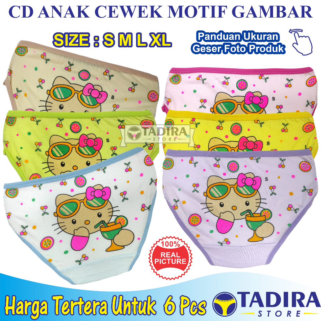 6 Pcs Celana Dalam Anak Perempuan Gambar Karakter di Belakang TADIRA Store