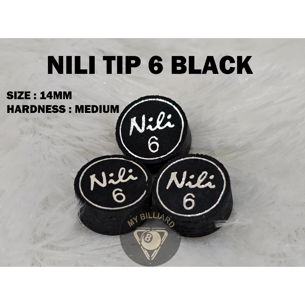 Nili Cue Tip Master Tip Billiard Nili Black - 14 mm Medium Laminated - cue tip hitam biliar