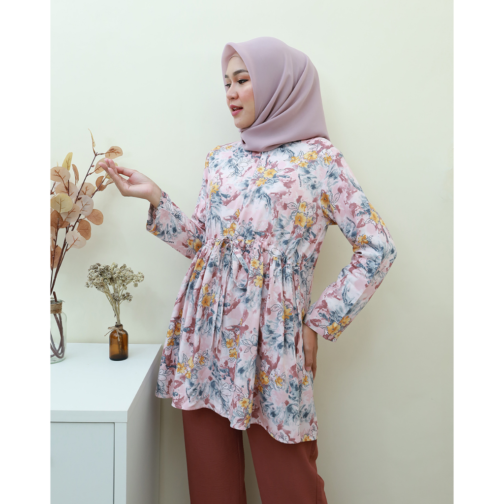 [COD] M, L, XL, XXL ORIGINAL AYU Motif - Tunik Super Adem Pakaian Wanita Terbaru by Hijab Mamah icis