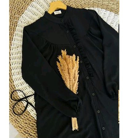 (New) Donna One Set Crinkle Air Flow Hitam Fiibaytia