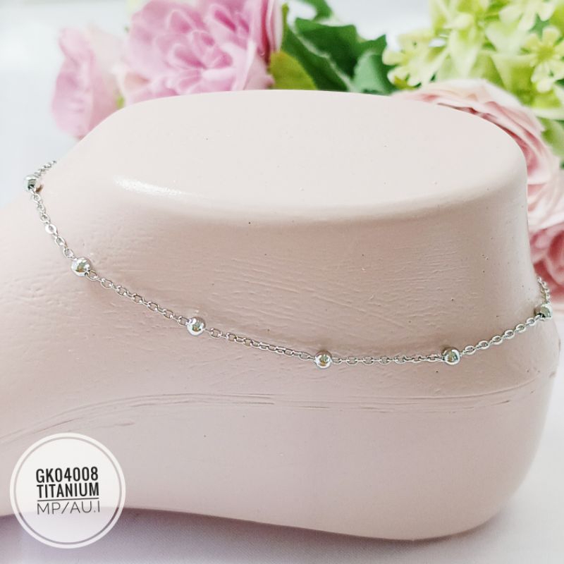 Gelang kaki titanium rantai biji lada GK04008