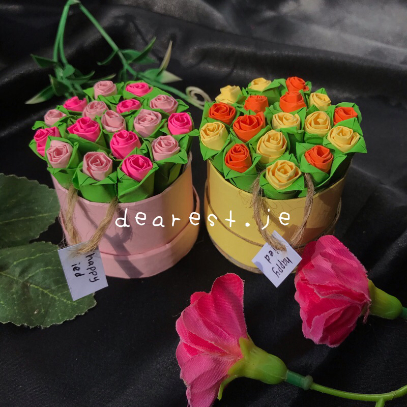 

BUKET BUNGA ORIGAMI //POT MAWAR MINI BISA CUSTOM TEXT//