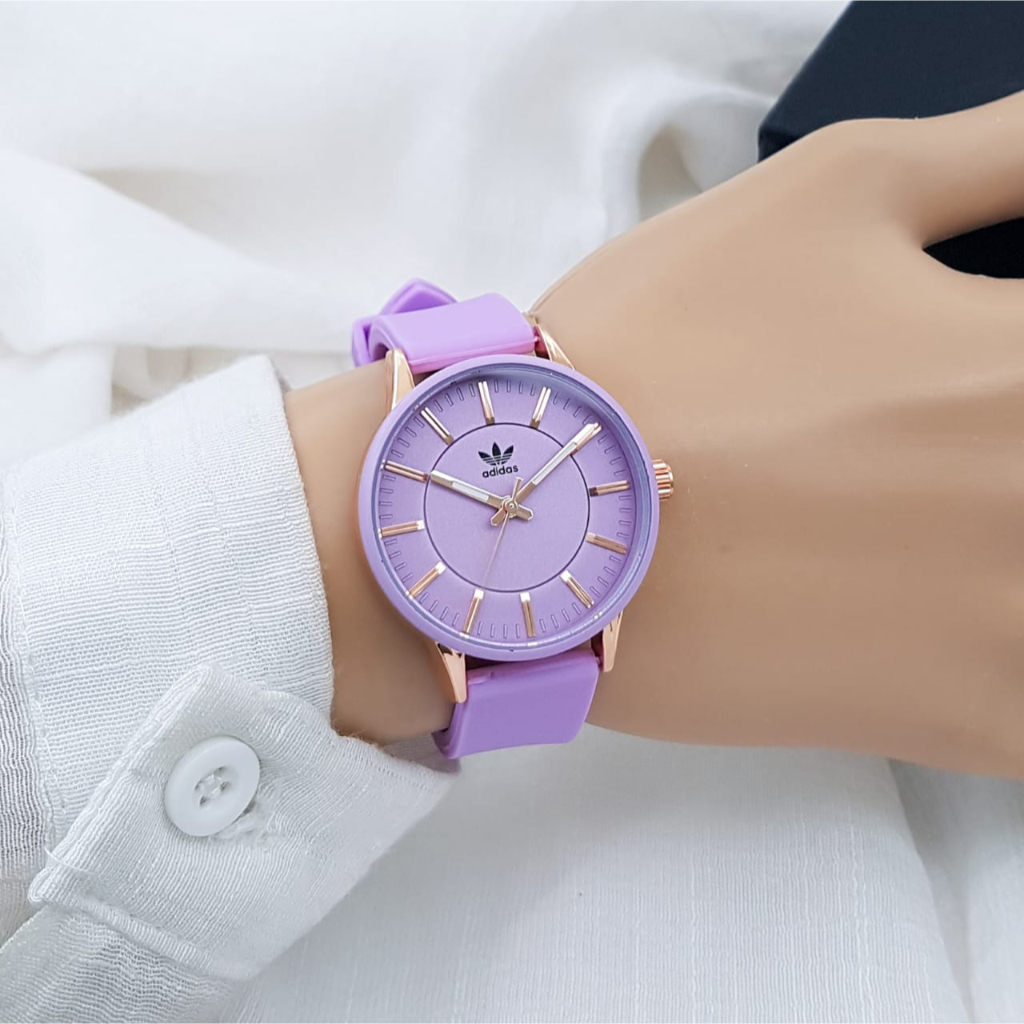 (COD) JAM TANGAN WANITA ADIDAS 2215 RUBBER DM 3CM FREE BOX