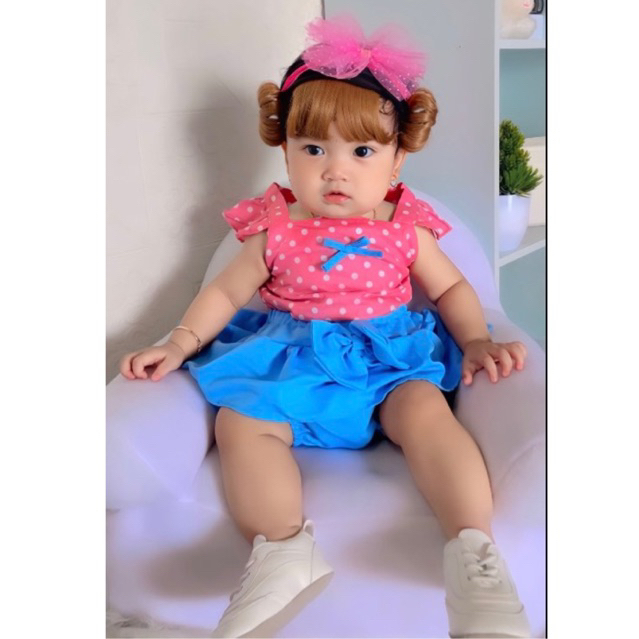 baju anak perempuan 3 -12 bulan romper baby set girl set baju bayi setelan anak perempuan CHLOE polkadot baby set bloomer gempita