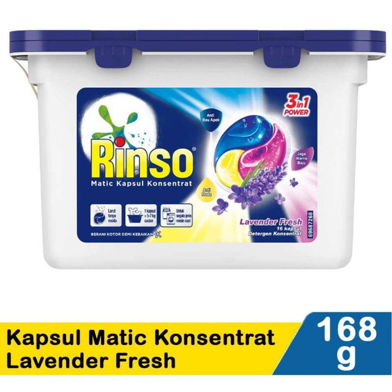 RINSO kapsul Matic Konsentrat isi 16's Lavender Fresh 168g
