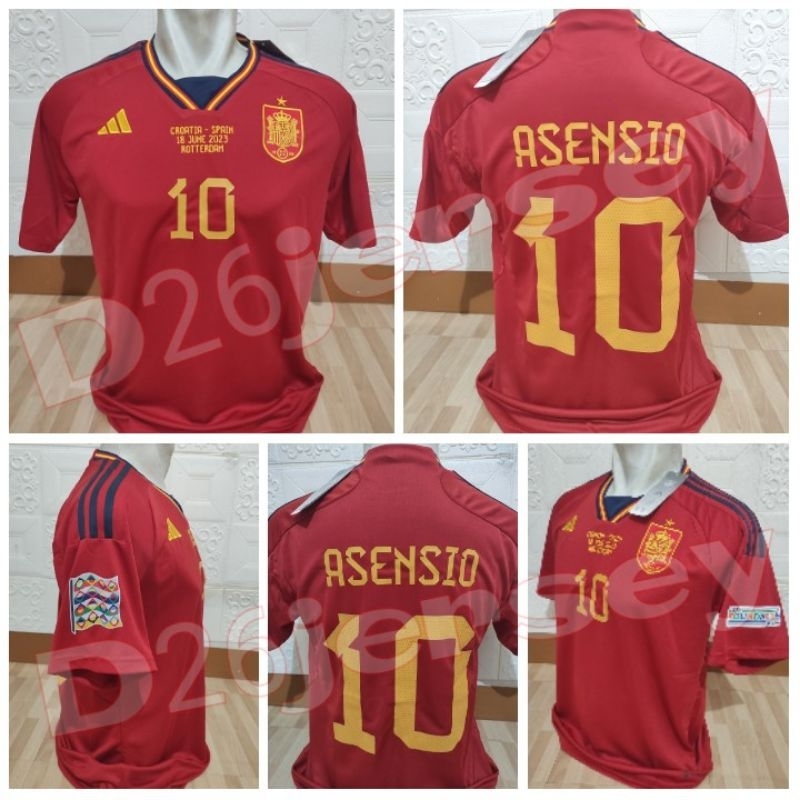 Jersey Spanyol Home Nation League Final 2023 + Cetak Nama Nameset ASENSIO 10 / Custom Font OFFICIAL 