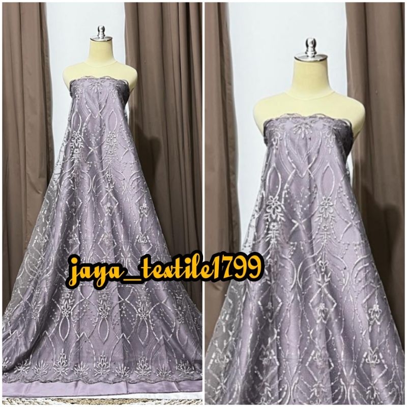 PROMO !!! Kain Tile akar Mutiara gliter/ Bahan brokat gliter mutiara/ harga 0,5m