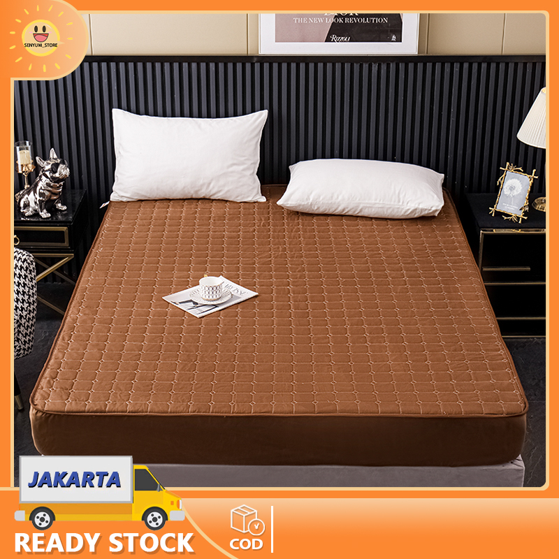 Warna polos Sprei Anti Air/ Sprei Waterproof Protector bermotif ukuran 120x200 160x200 180x200