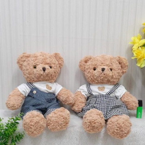 Boneka Teddy Bear Overall Kepala Bear Size 14&quot;/50cm/boneka beruang/boneka bear baju/boneka anak perempuan/