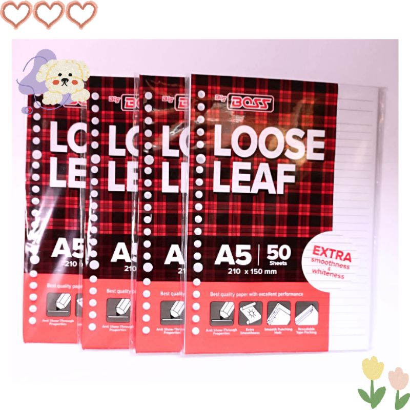 

Loose Leaf Big Boss A5 20 Holes Bergaris Isi 50 / Kertas isi ulang