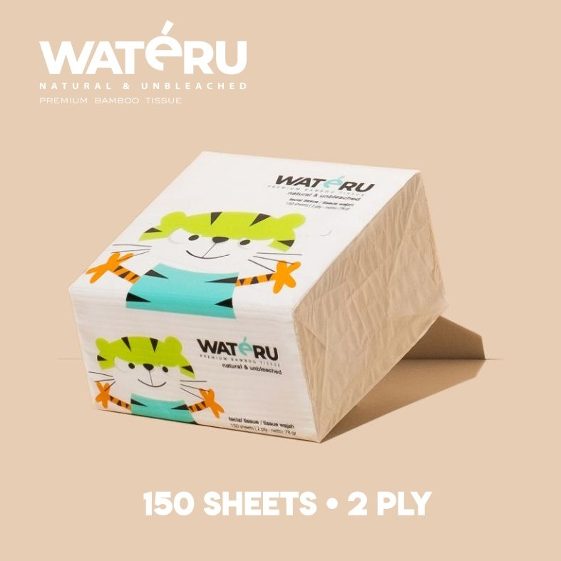 Tisu Bambu Wateru / Tissue Wateru Premium Bamboo Pop Up 150 Sheets 2 Ply 150s / Tisu kotak serbaguna