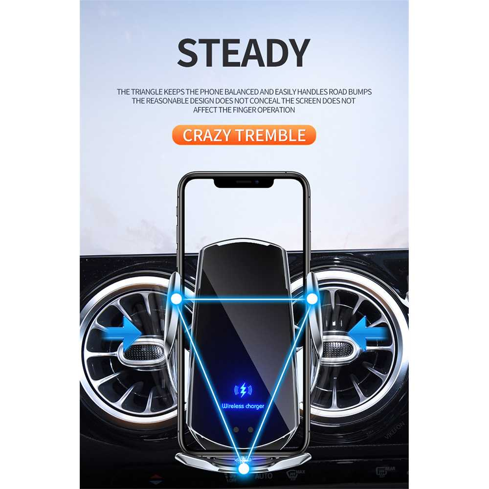 Wireless Charger Phone Holder Smart Lock Car Fast Charging Carger Perangkat Elektronik Isi Daya Cepat