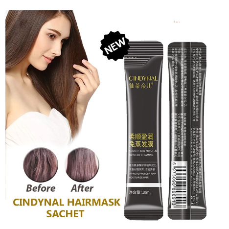 (ISI 3 SACHET)CINDYNAL HAIR MASK SACHET 10ML X3 PCS/ HAIR MASK PELURUS RAMBUT/CREAMBATH