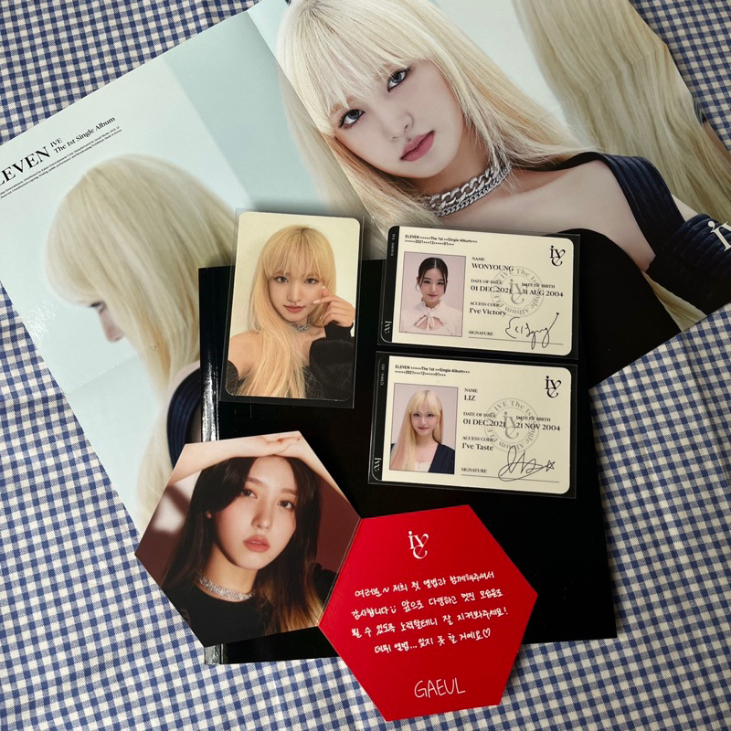 IVE ELEVEN FULLSET UNSEALED ALBUM BLACK VERSION - LIZ PHOTOCARD ID CARD WONYOUNG GAEUL POSTER
