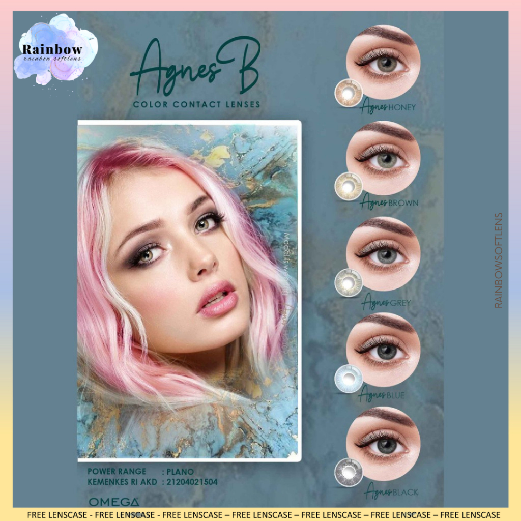 Softlens Agnes B by OMEGA NORMAL 14.5 MM FREE LENSCASE / Softlen Soflen Soflens