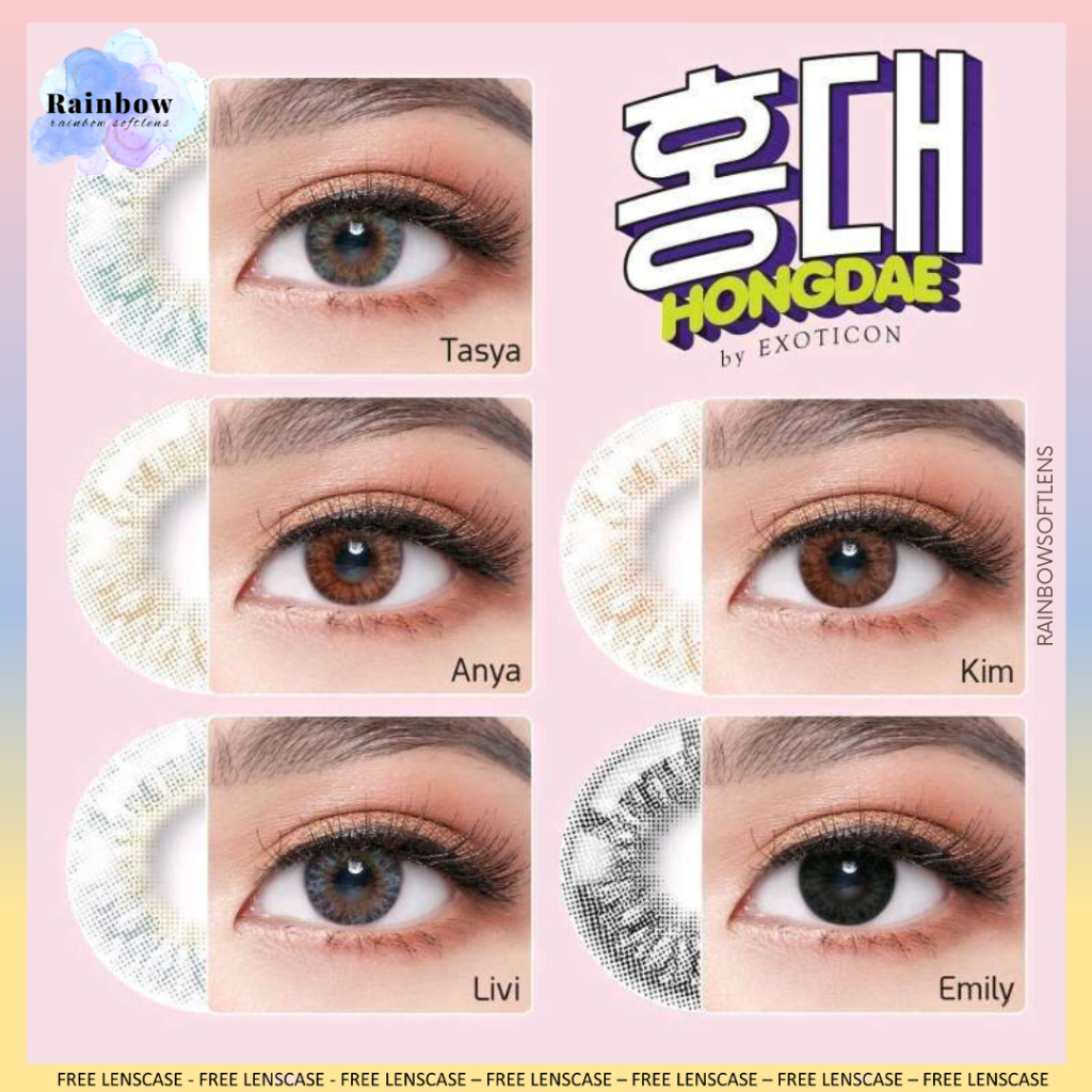 SOFTLENS X2 HONGDAE MINUS (-3.25 SD -6.00) BY EXOTICON / DIA 14.5MM / FREE LENSCASE / Softlen Soflen Soflens