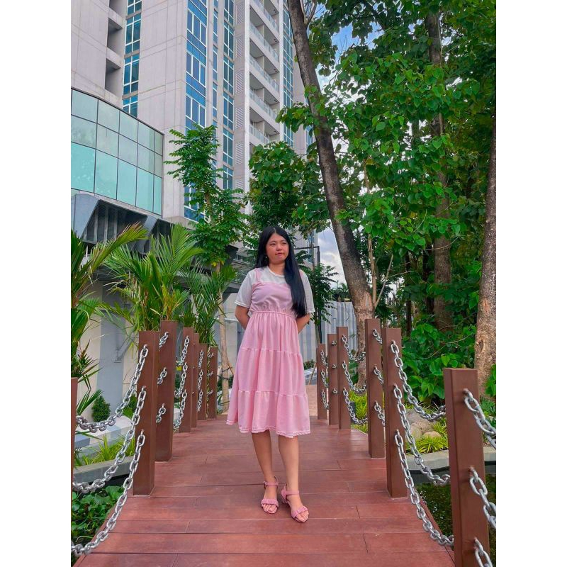 dress pink putih dress lengan pendek dress medan