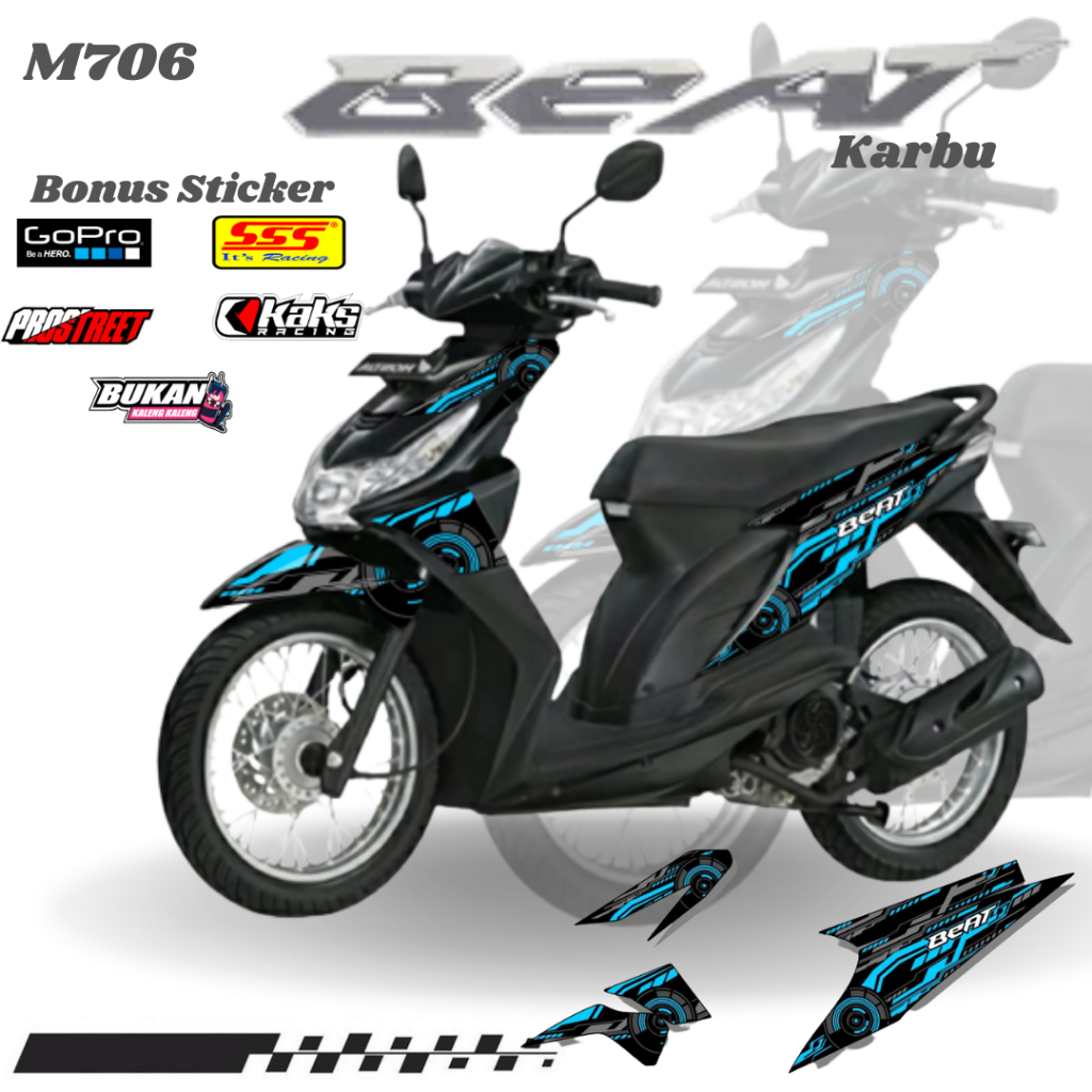 STIKER STRIPING MOTOR Beat Karbu Lawas Old KODE M706 Sticker Decal Print List Variasi  Motor Honda B