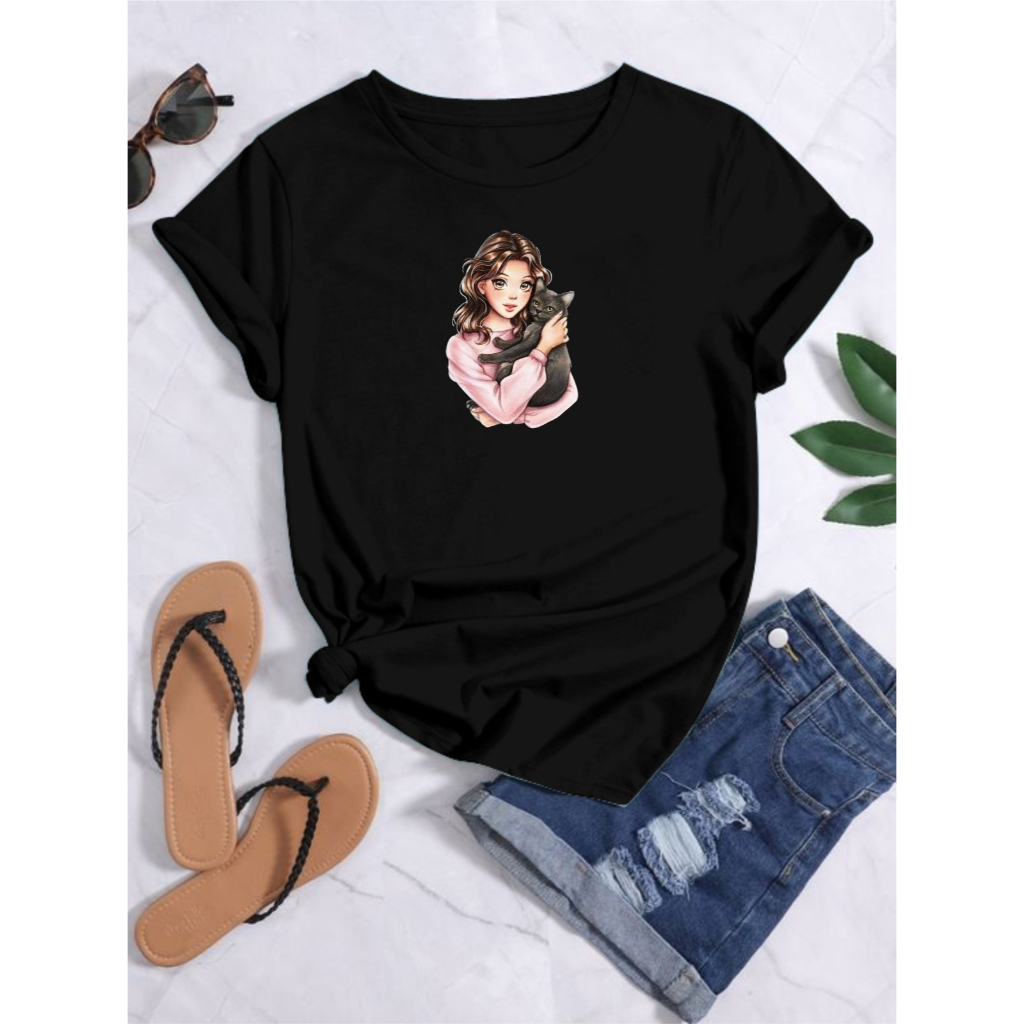 KAOS WANITA WOMEN &amp; CAT DTF