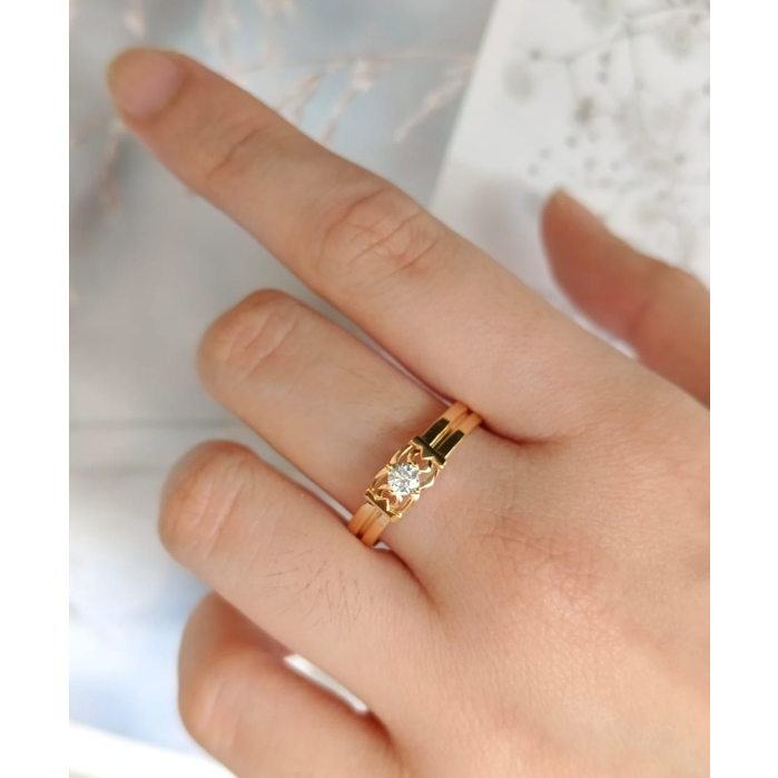 Cincin mata satu solitaire emas asli kadar muda toko emas murni asli surabaya UBS