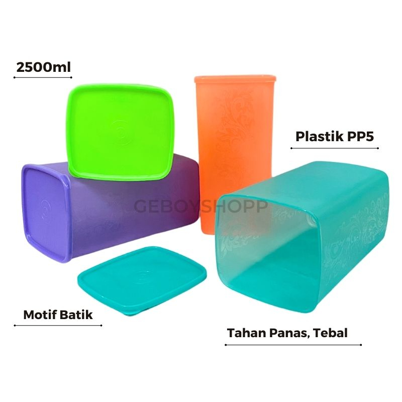 Toples Kue / Food Container / Toples Kotak Plastik Batik XL Foodgrade PP5
