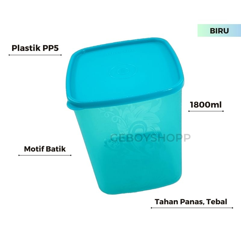 Toples Kue / Food Container / Toples Kotak Plastik Batik L Foodgrade PP5