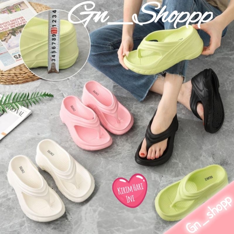 Sandal Wanita Jepit Tinggi 8CM Eva Rubber Balance E8099