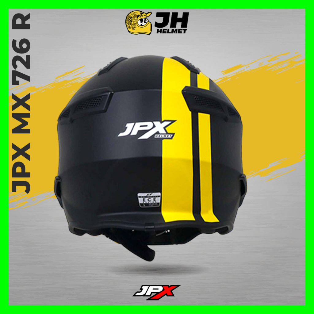 Helm JPX MX 726R MX04 Marz Black Doff Yellow | Helm Full Face | JUAL HELM