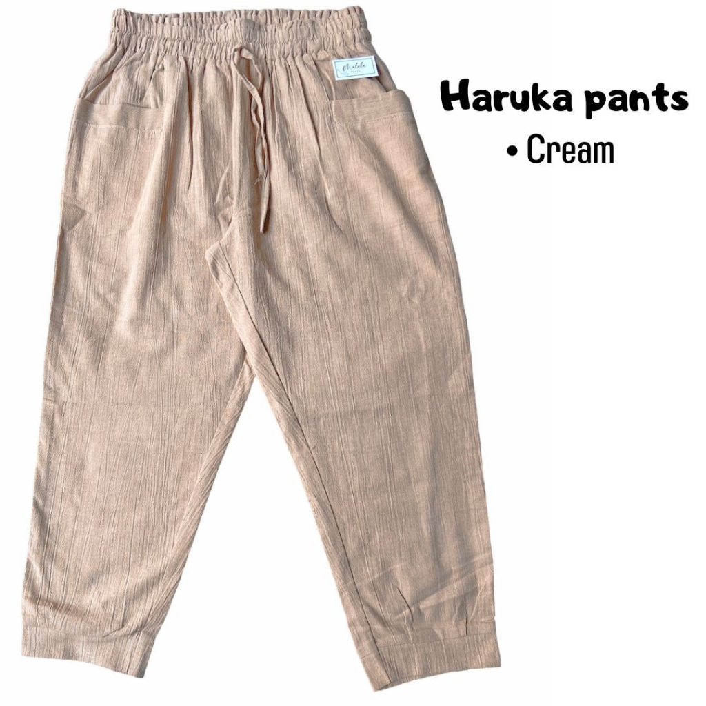 Haruka Pant linen crinkle Premium Celana 7/9 Wanita Murah