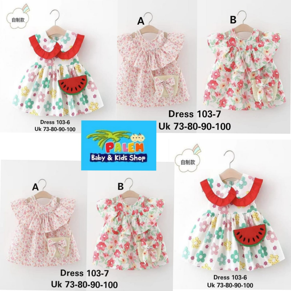 Carterlove Dress Import + Tas Selempang Motif - Dress bayi