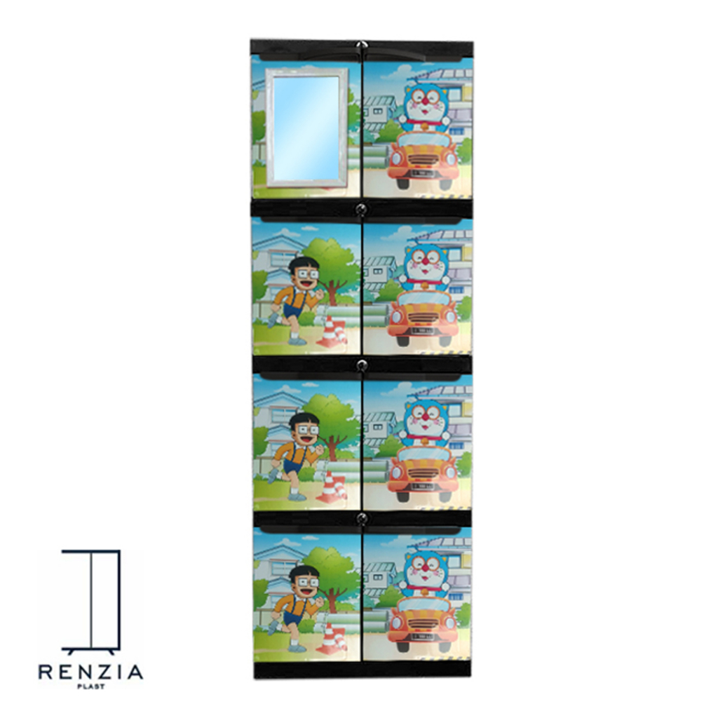 PROMO Lemari Pakaian Plastik 4 Susun Karakter Full Kunci Serbaguna Murah Awet Berkualitas DMT