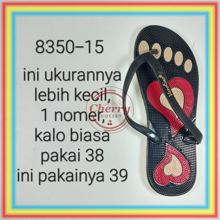 8350-15 Sandal Jepit Rematik Refleksi Verotino Sendal Duri Terapi Akupuntur Motif Telapak Kaki Love