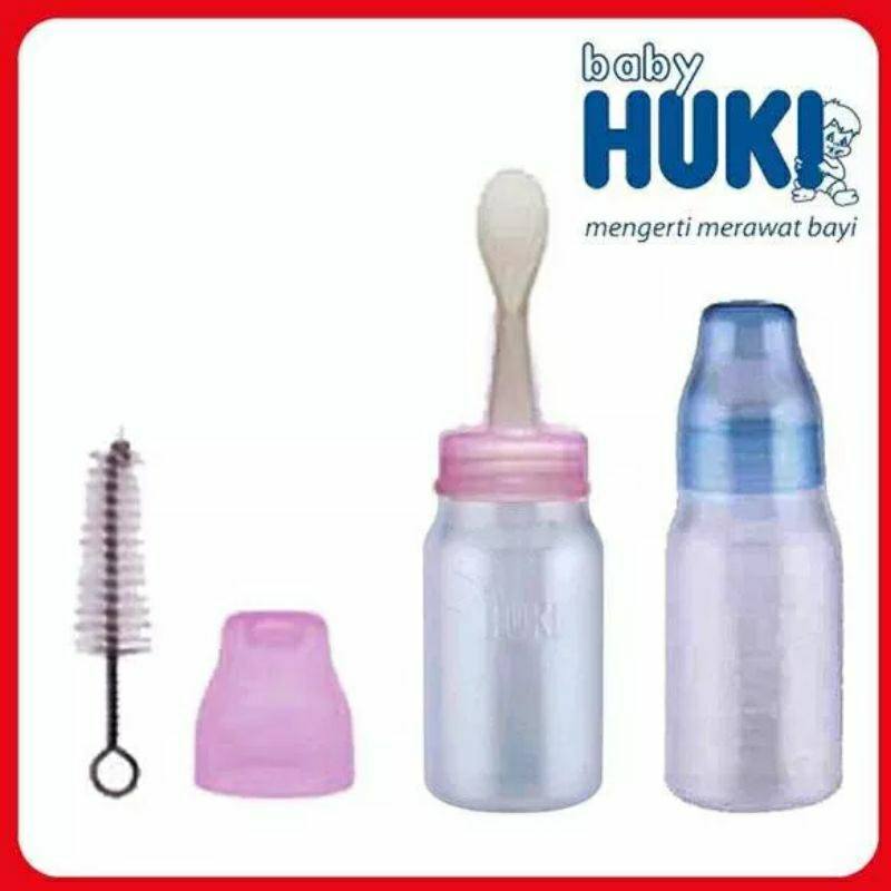 CI0272 HUKI Baby Weaning Bottle Botol Dot Makan Bayi Dengan Sendok