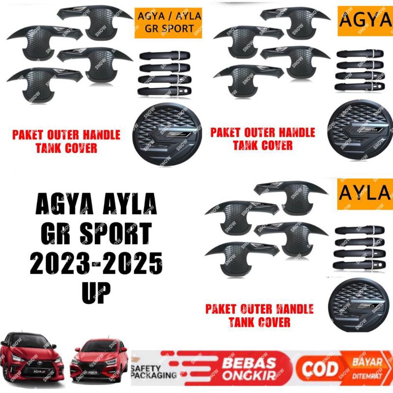 Paket Outer Handle Tank Cover Agya Ayla GR SPORT 2023 2024 2025 UP Hitam Doff