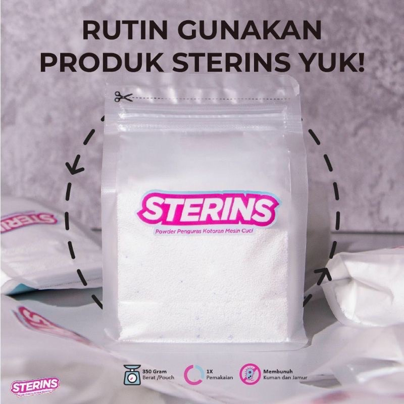 Sterins Pembersih Mesin Cuci Machine Bubuk Powder Penguras Bak Mesin Kotoran Mesin Cuci Anti Bakteri Kuman