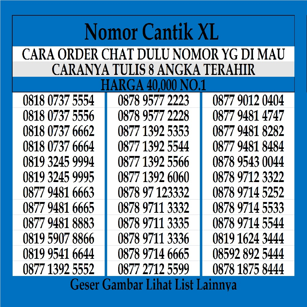 Nomor Cantik Seri Tahun XL 4G LTE Kartu Perdana Nomer